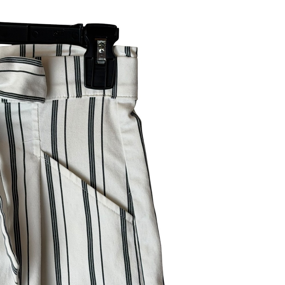 Zara Striped Paperbag Shorts‎ Women XS White Black Tie Waist Preppy Outdoor - Picture 5 of 8
